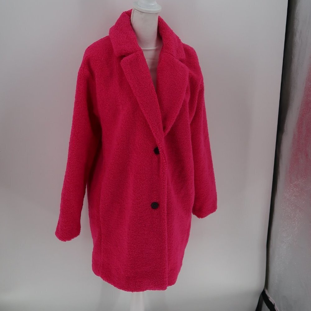 Daily Ritual Women's Teddy Bear Fleece Oversized-Fit Lapel Jacket Size Large
